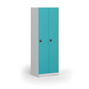 Kovová šatníková skrinka S1, 2-dverová, 1850 x 600 x 500 mm, zámok s čítačkou RFID kariet, zelené dvere