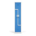 Kovová šatníková skrinka S1 Z, 2 oddiely, 1920 x 400 x 500 mm, demont, cylindrický zámok, modré dvere