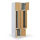 Kovová šatníková skrinka S1 Z, 4 oddiely, 1850 x 600 x 500 mm, demont, zámok s čítačkou RFID kariet, laminované dvere, biela