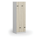 Kovová šatníková skrinka S1 Z, 4 oddiely, 1850 x 600 x 500 mm, mechanický kódový zámok, laminované dvere, dub prírodný