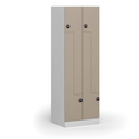 Kovová šatníková skrinka S1 Z, 4 oddiely, 1850 x 600 x 500 mm, zámok s čítačkou RFID kariet, béžové dvere