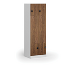 Kovová šatníková skrinka S1 Z, 4 oddiely, 1850 x 600 x 500 mm, zámok s čítačkou RFID kariet, laminované dvere, orech