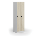 Kovová šatníková skrinka S1 zúžená, 2 oddiely, 1850 x 500 x 500 mm, demont, kódový zámok, laminované dvere, dub prírodný