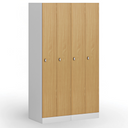 Kovová šatníková skrinka S1 zúžená, 2 oddiely, 1850 x 500 x 500 mm, otočný zámok, laminované dvere, breza