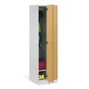 Kovová šatníková skrinka S1 zúžená, 2 oddiely, 1850 x 500 x 500 mm, zámok s čítačkou RFID kariet, laminované dvere, biela