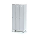 Kovová šatníková skrinka S6, 3-dverová na nohách, 1920 x 900 x 500 mm, cylindrický zámok, sivé dvere