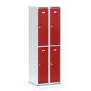 Kovová šatníková skrinka S6 s úložnými boxami, 4 boxy, 1800 x 600 x 500 mm, cylindrický zámok, červené dvere
