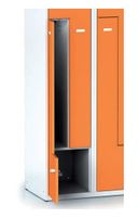 Kovová šatníková skrinka S6 Z, 4 oddiely, 1800 x 800 x 500 mm, cylindrický zámok, červené dvere