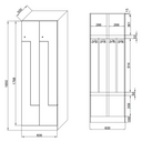 Kovová šatníková skrinka Z, 4 oddiely, 1850 x 600 x 500 mm, zámok s čítačkou RFID kariet, béžové dvere