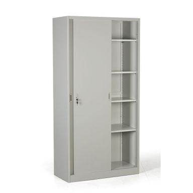 Kovová skříň s posuvnými dveřmi, 4 police, 1000 x 1990 x 450 mm, světle šedá