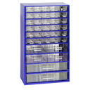 Kovová skříň se zásuvkami, 306 x 155 x 552 mm, 30x S, 4x M, 2x L