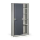 Kovová skriňa s posuvnými dverami, 4 police, 1000 x 1990 x 450 mm, tmavo sivá