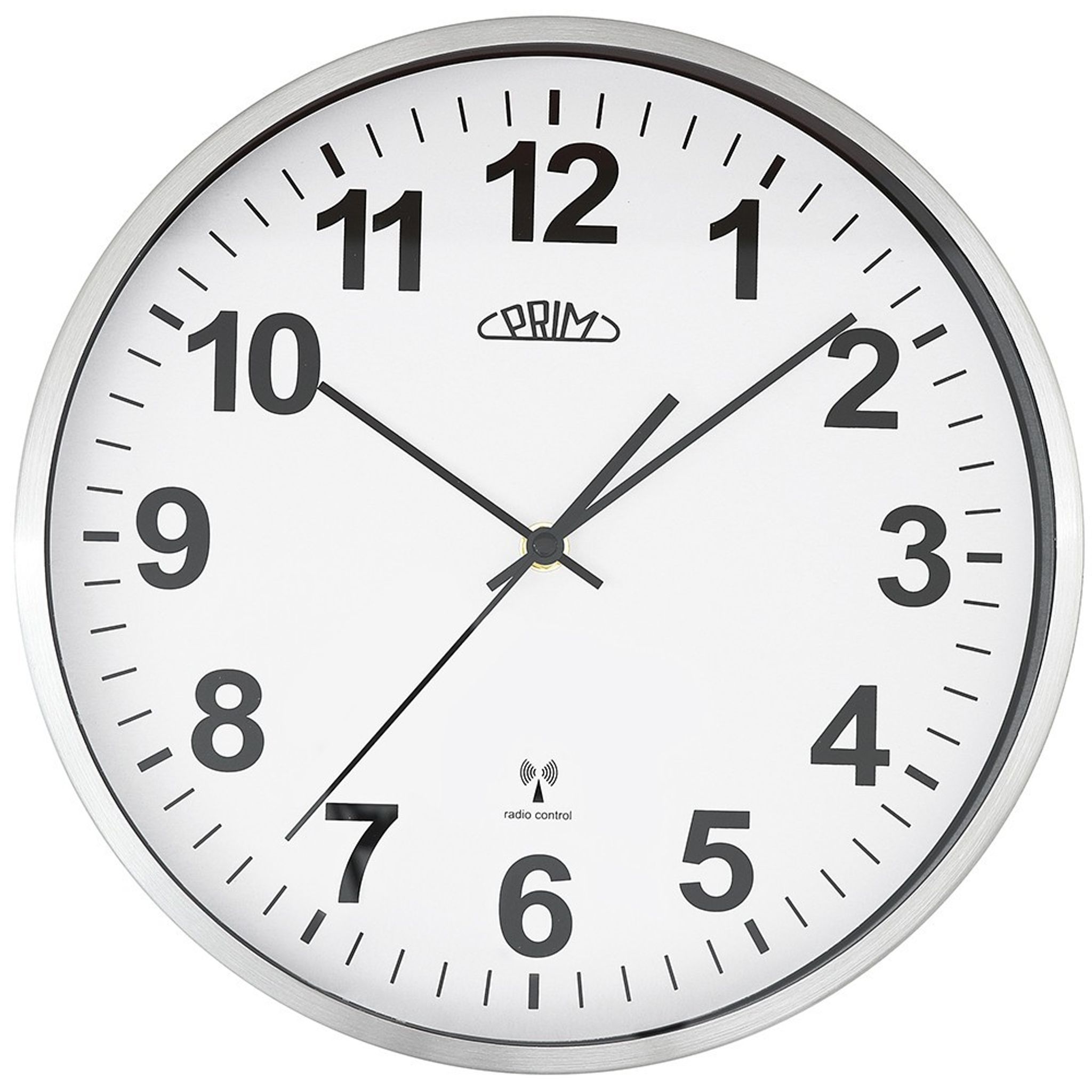 Kovové hodiny stříbrné PRIM Radio Control ∅ 303 x 45 mm