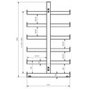 Kragarmregal Anbauregal, zweiseitig, 2000 x 1380 x 1300 mm, 6 Etagen