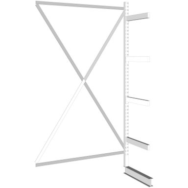 Kragarmregal, einseitig, 355 kg, 2500 x 1330 x 830 mm, Anbauregal