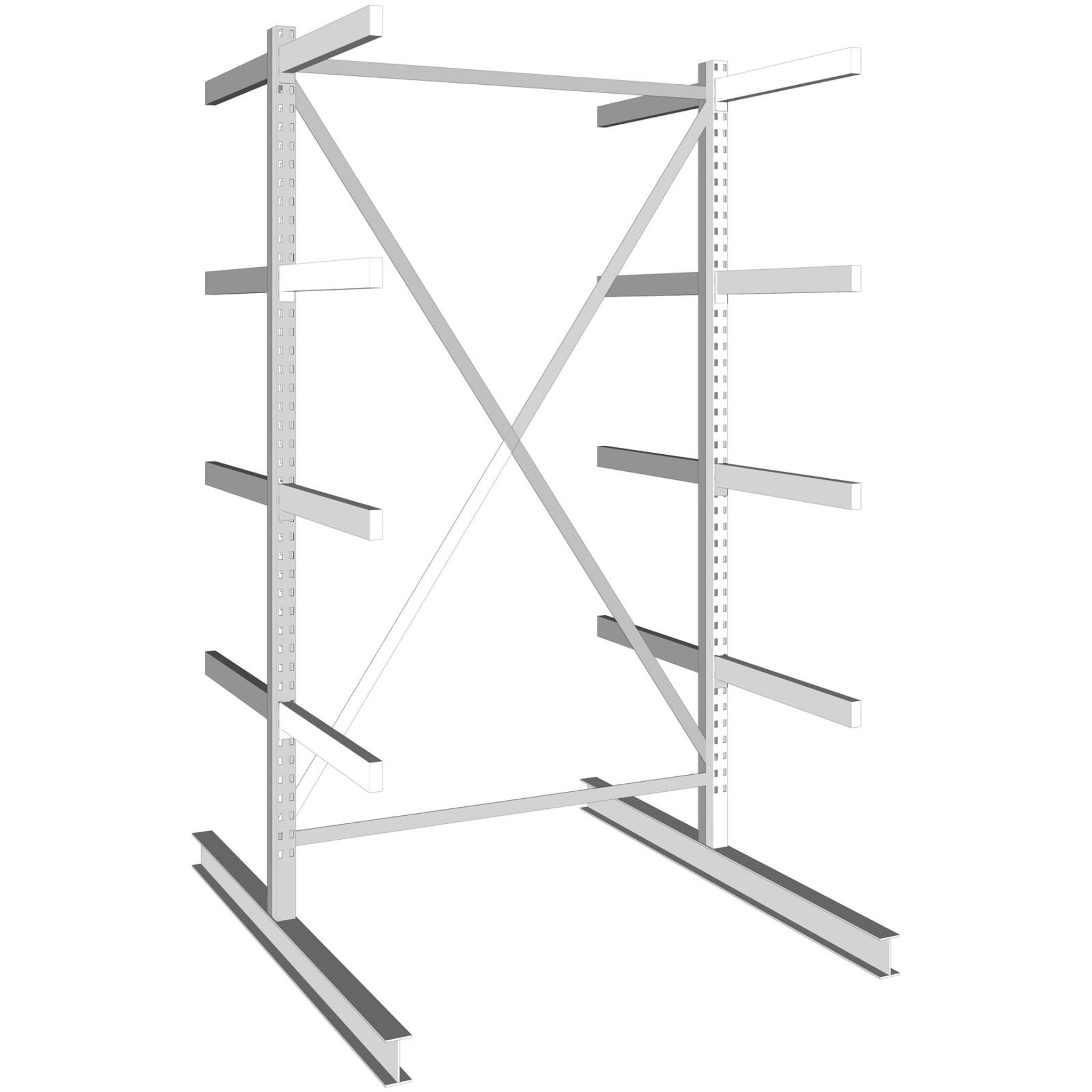 Kragarmregal, zweiseitig, 250 kg, 2500 x 1330 x 1840 mm, Grundregal