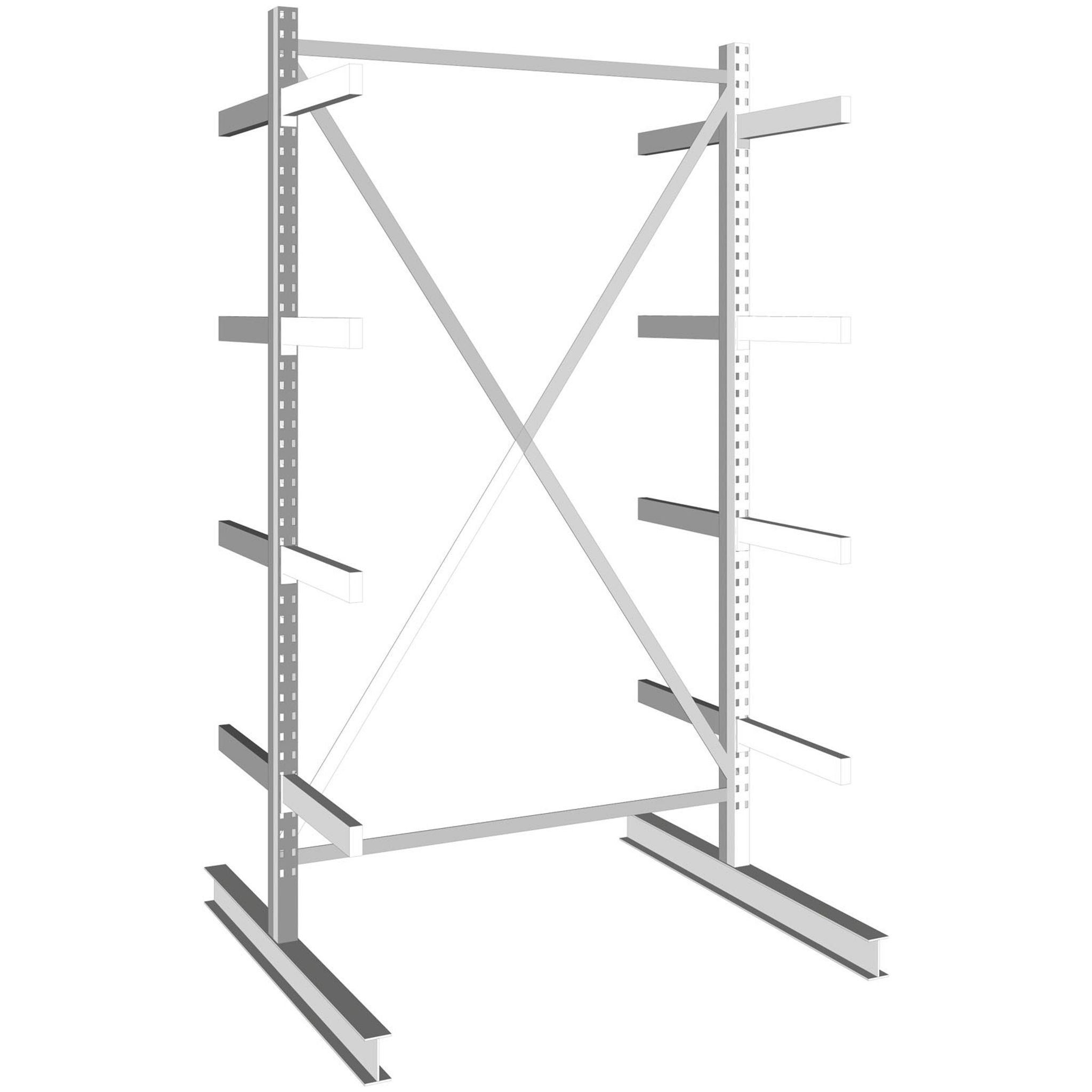 Kragarmregal, zweiseitig, 355 kg, 2500 x 1330 x 1440 mm, Grundregal