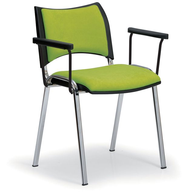 Krzesła konferencyjne SMART, chromowane nogi, z podłokietnikami, zielony