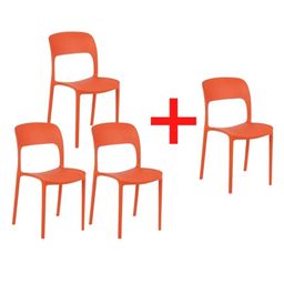 Krzesło do jadalni REFRESCO, pomarańczowe, 3+1 GRATIS