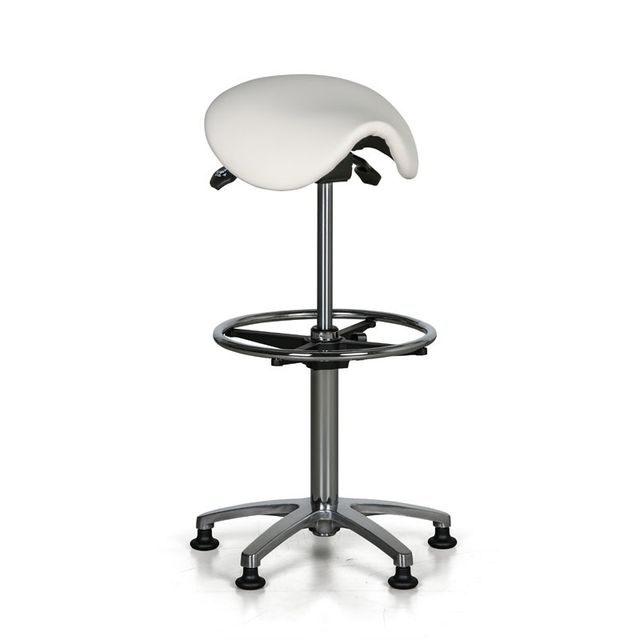 Krzesło robocze CAROLINE, siedzisko siodłowe, na ślizgaczach, białe