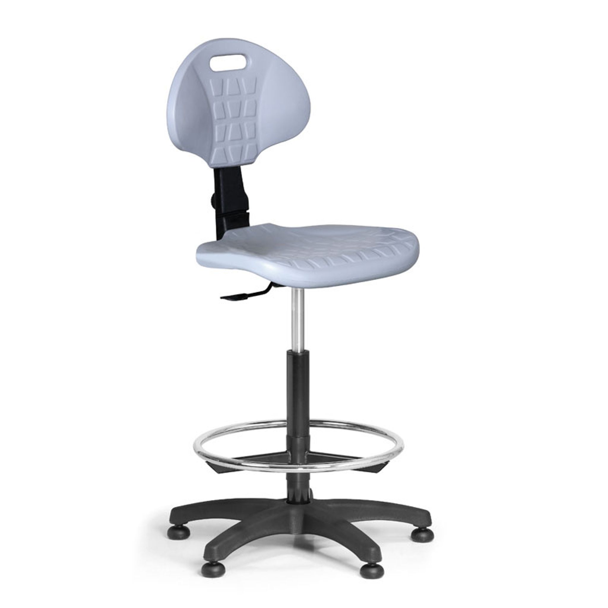 Krzesło robocze PUR bez podłokietników, stały kontakt, ślizgacze, kolor szary