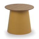 Kunstoff-Couchtisch SETA mit Holzplatte, Durchmesser 49 cm, Eiche/ockergelb