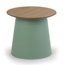 Kunstoff-Couchtisch SETA mit Holzplatte, Durchmesser 490 mm, Eiche/grün