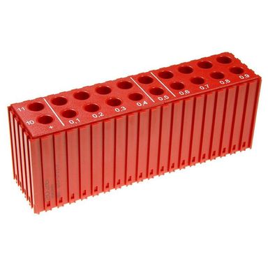 Kunststoff-Aufbewahrungsbox für Bohrer 10-11,9 mm, Modul 20x5, 20 Kavitäten, rot