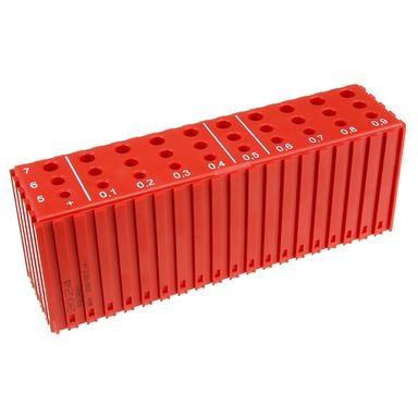 Kunststoff-Aufbewahrungsbox für Bohrer 5-7,9 mm, Modul 20x5, 30 Kavitäten, rot