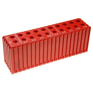 Kunststoff-Aufbewahrungsbox für Bohrer 8-9,9 mm, Modul 20x5, 20 Kavitäten, rot