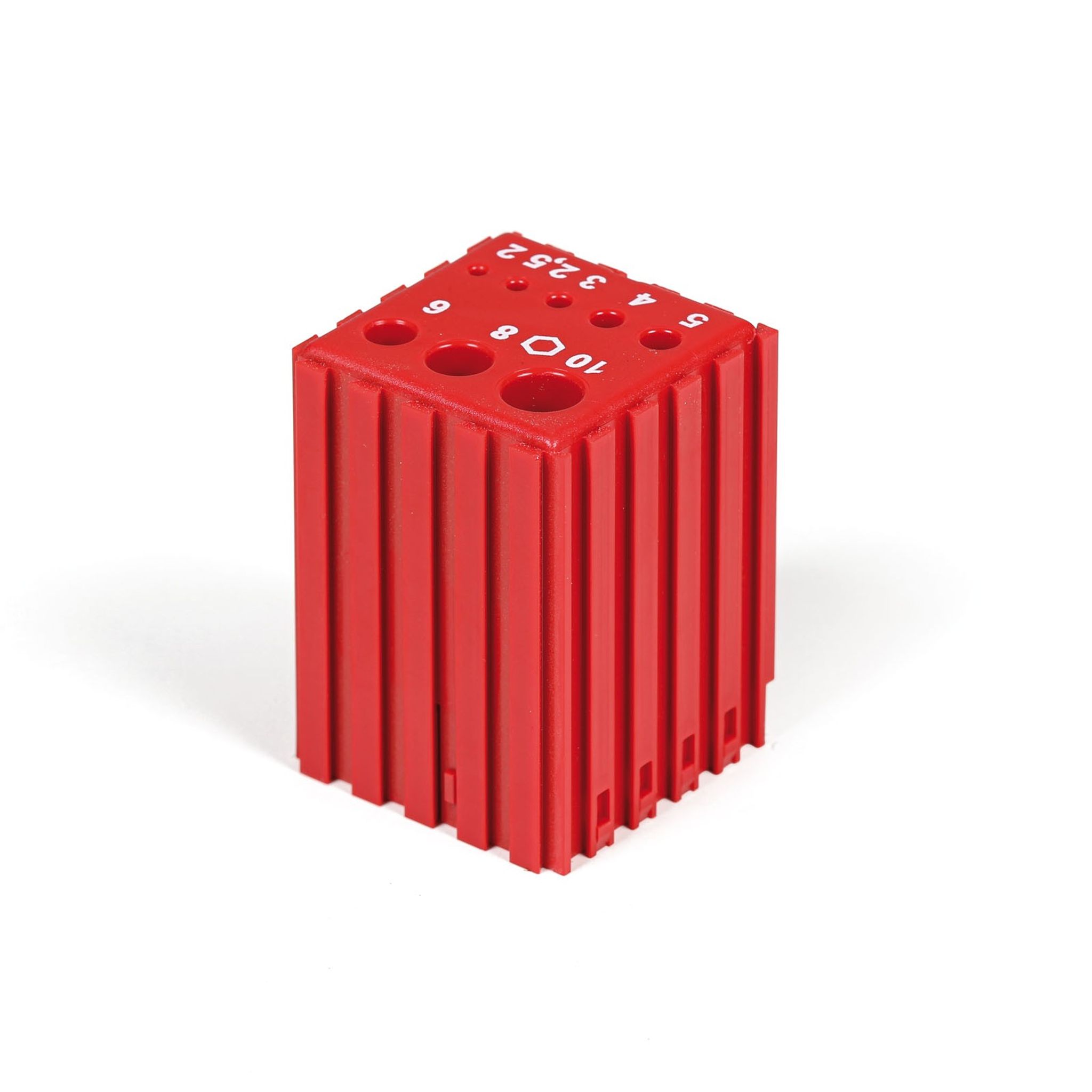 Kunststoff-Aufbewahrungsbox für Sechskant-Winkelschraubendreher 2-10 mm, 5x5 Modul, 8 Vertiefungen, rot