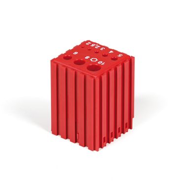 Kunststoff-Aufbewahrungsbox für Sechskant-Winkelschraubendreher 2-10 mm, 5x5 Modul, 8 Vertiefungen, rot