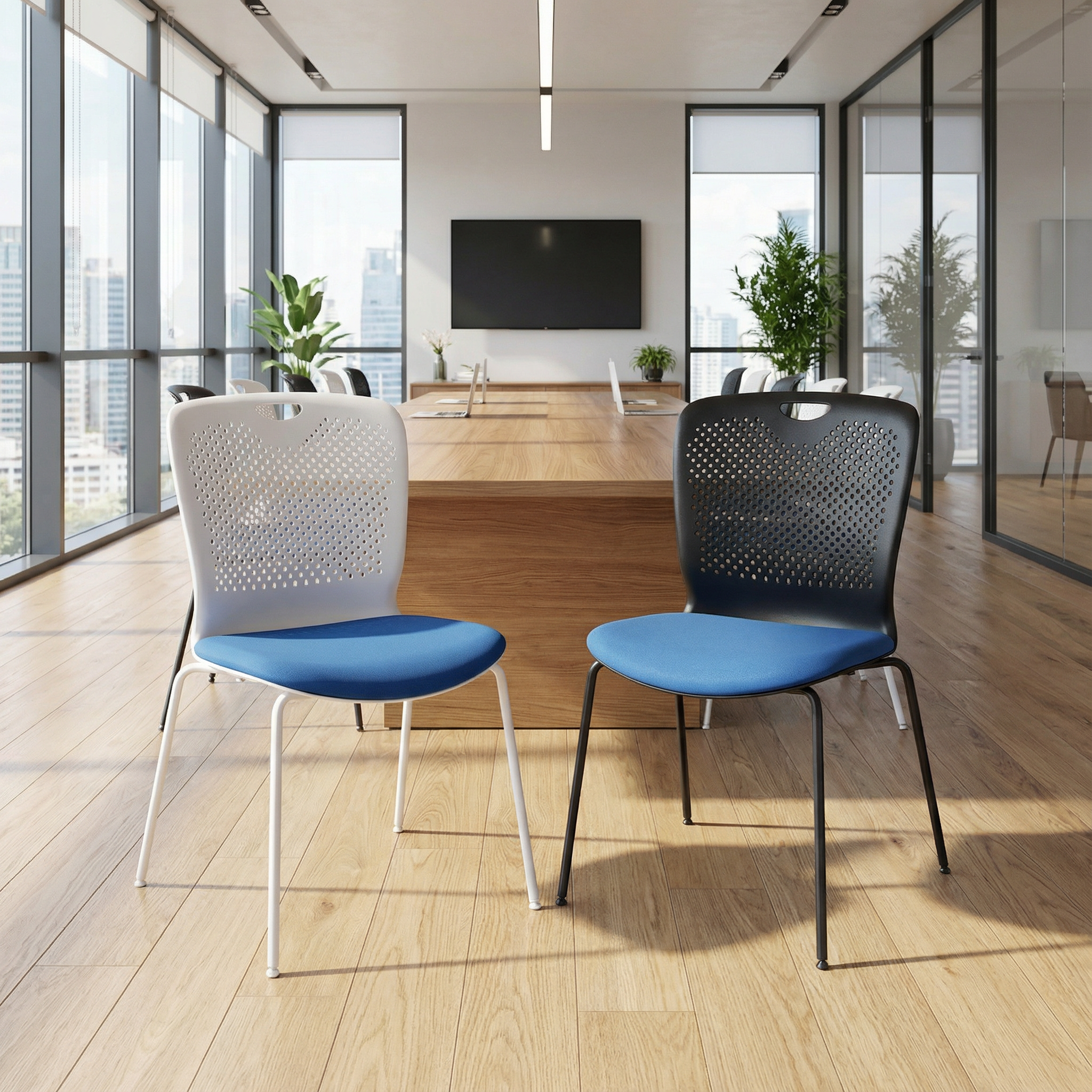 B2B Partner Kunststoff-Konferenzstuhl OPEN, blau 2