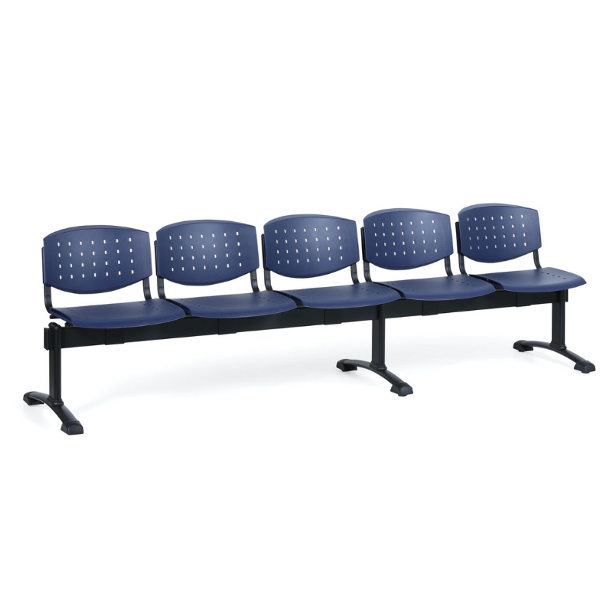 Kunststoff-Wartezimmerbank, Traversenbank, TONY, 5-sitzig, blau