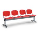 Kunststoff-Wartezimmerbank, Traversenbank VERONA, 4-sitzig, rot