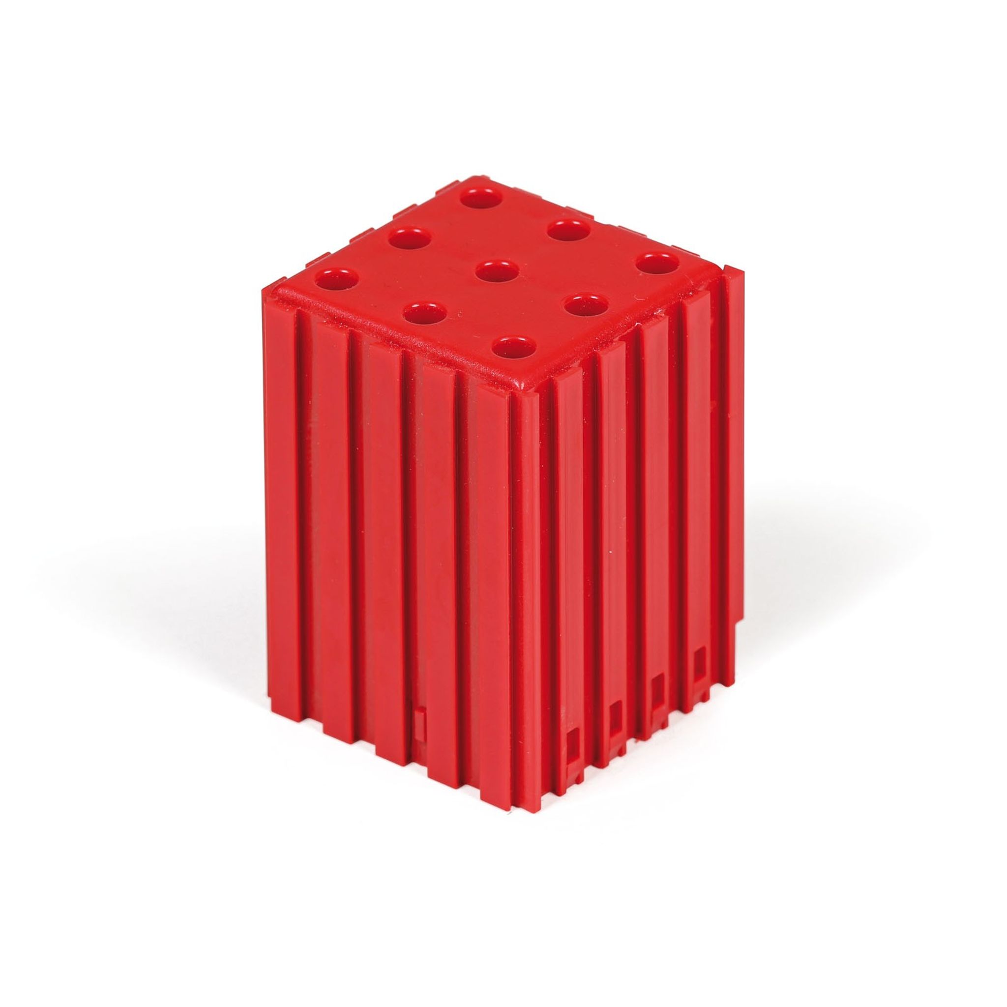 Kunststoff-Werkzeugkasten mit Zylinderschaft D5, Modul 5x5, 9 Kavitäten, rot