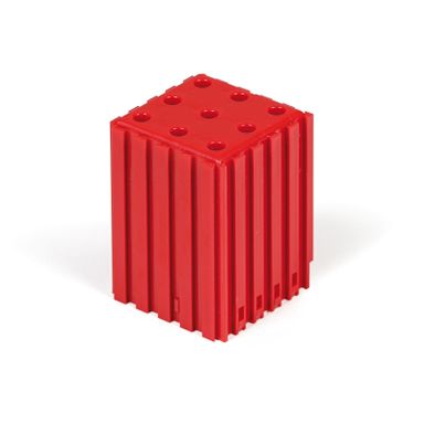 Kunststoff-Werkzeugkasten mit Zylinderschaft D5, Modul 5x5, 9 Kavitäten, rot