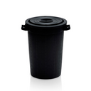 Kunststoffbehälter mit Deckel, 100 l, Regranulat, schwarz