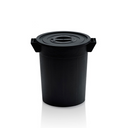 Kunststoffbehälter mit Deckel, 50 l, Regranulat, schwarz