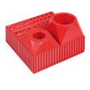 Kunststoffbox zur Aufbewahrung von Gewindebohrern M3-M12, Modul 20x5, 28 Kavitäten, rot