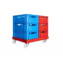 Kunststoffwagen mit Gitter für Transportkisten 800x600 mm, 500 kg, Räder POR, blau