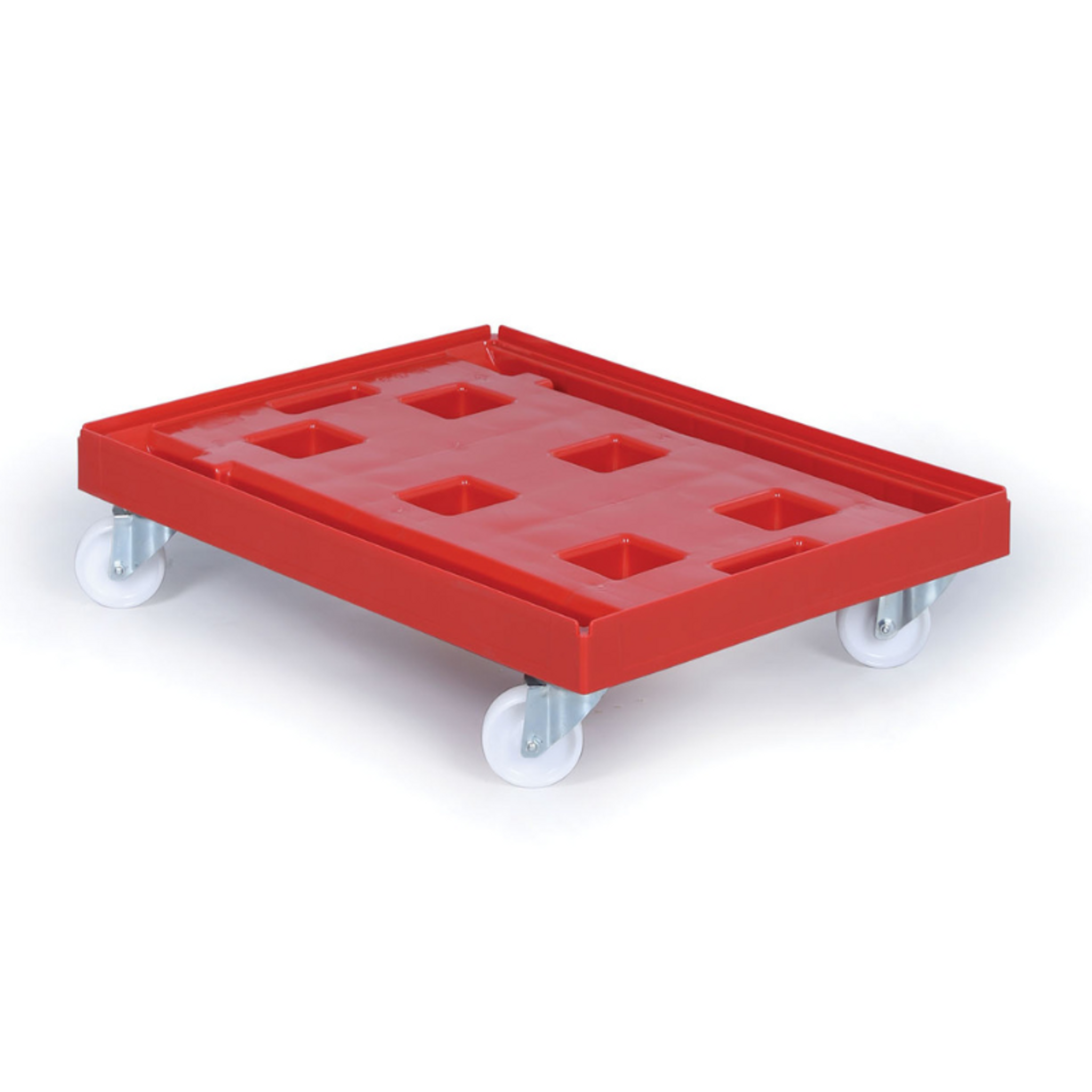 Kunststoffwagen XL mit Gitter für Transportkisten 600x400 mm, 250 kg, Räder POR, rot