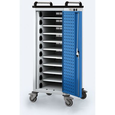 Ladewagen für Laptops/Tablets, 10 Fächer, Grau/Blau