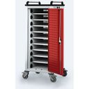 Ladewagen für Laptops/Tablets, 10 Fächer, Grau/Rot