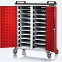 Ladewagen für Laptops/Tablets, 20 Fächer, Grau/Rot