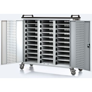 Ladewagen für Laptops/Tablets, 30 Fächer, Grau/Grau