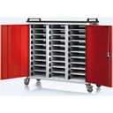 Ladewagen für Laptops/Tablets, 30 Fächer, Grau/Rot