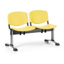 Ławka do poczekalni plastikowa ISO, 2-siedziska, żółty, chromowane nogi