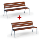 Ławka zewnętrzna STACK, sztaplowana, z oparciem, 1+1 GRATIS, ocynkowana, 1500 mm, ciemny mahoń