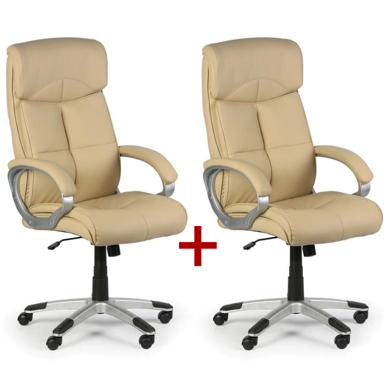 B2B Partner Leder-Bürosessel FOSTER 1+1 GRATIS, beige